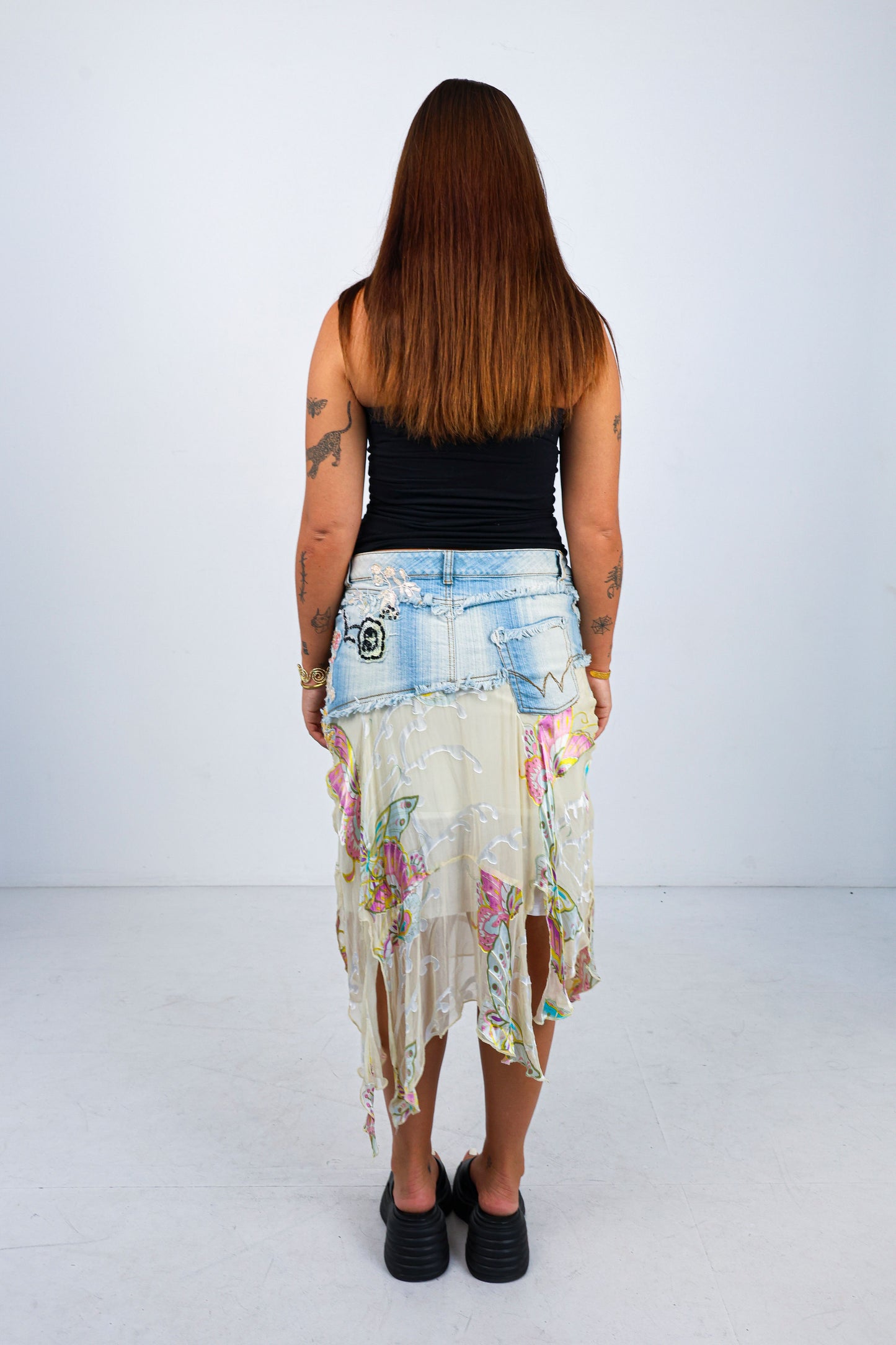 Beaded Denim Skirt