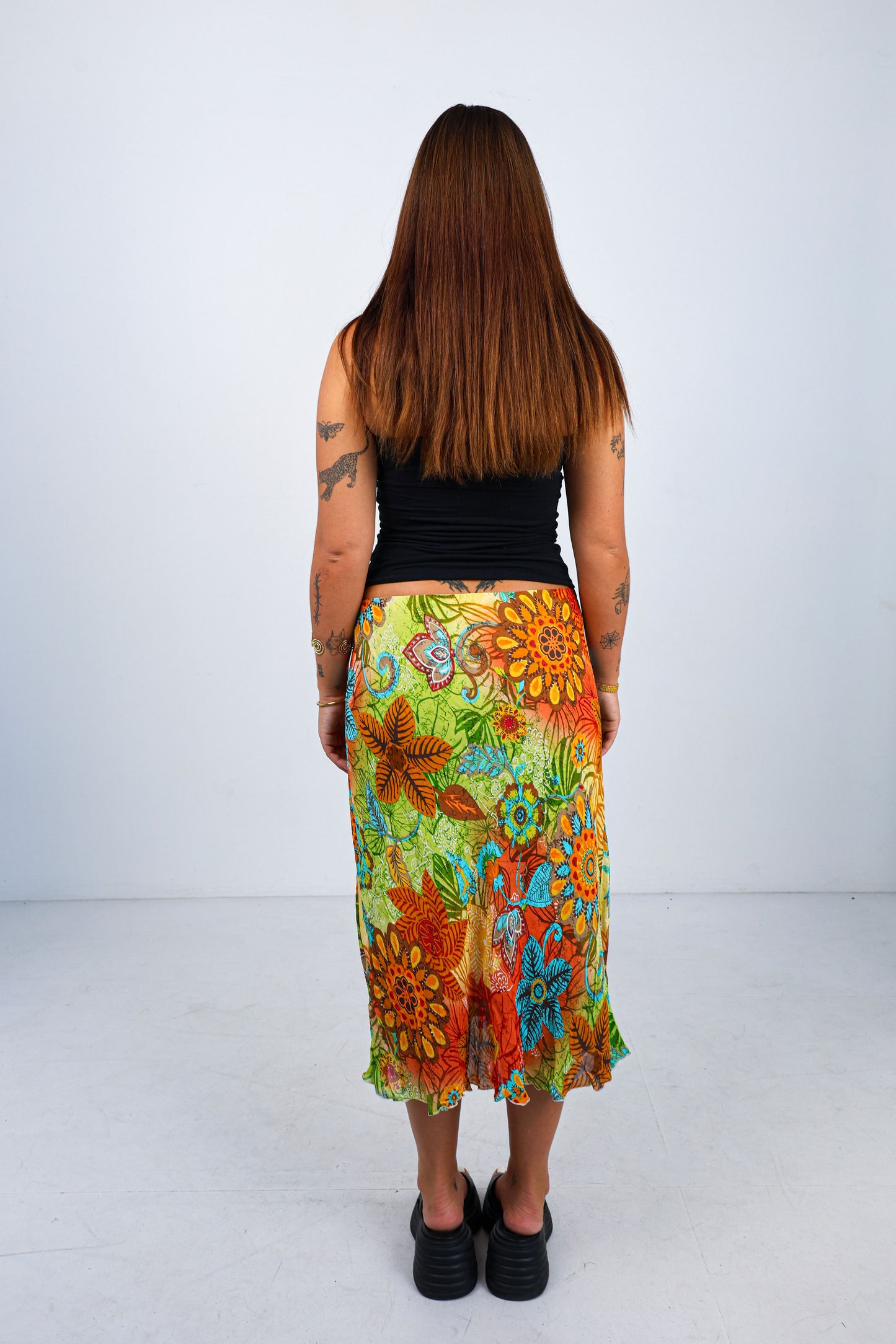 Multi Floral Midi Skirt