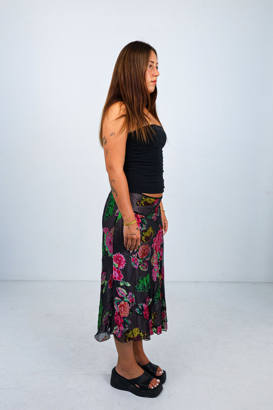 Butterfly Floral Midi Skirt