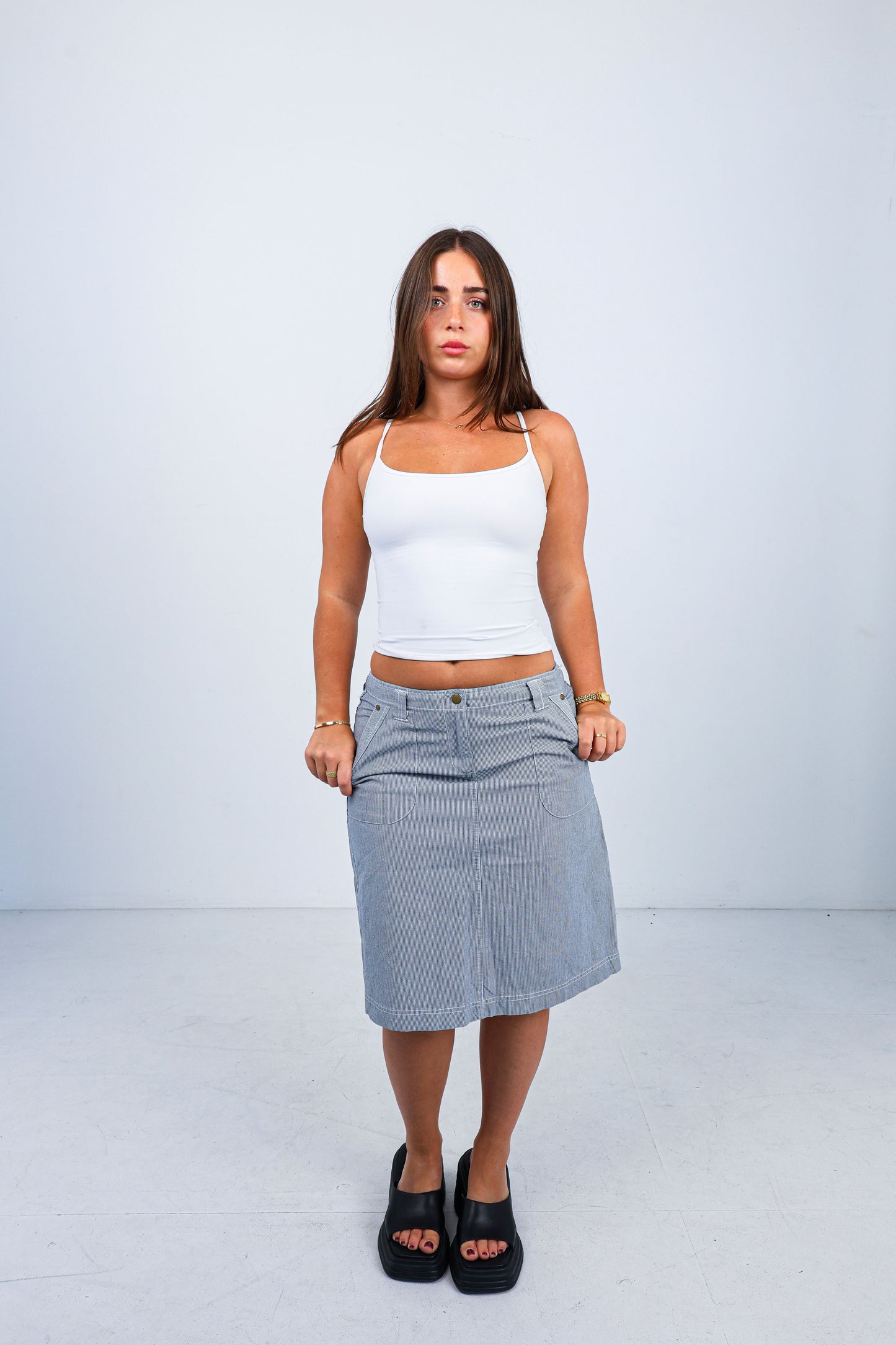 Pinstripe Cargo Skirt