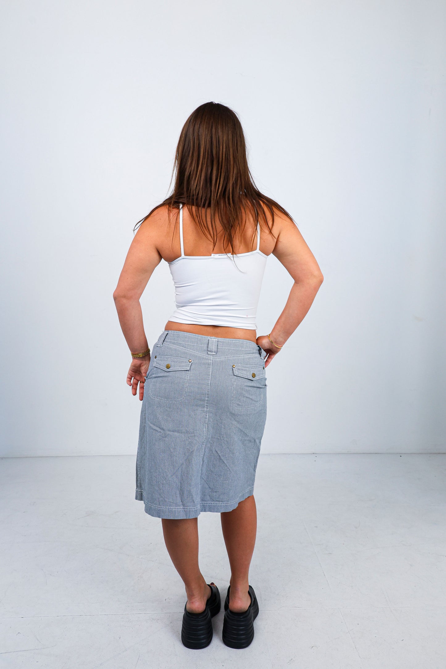 Pinstripe Cargo Skirt