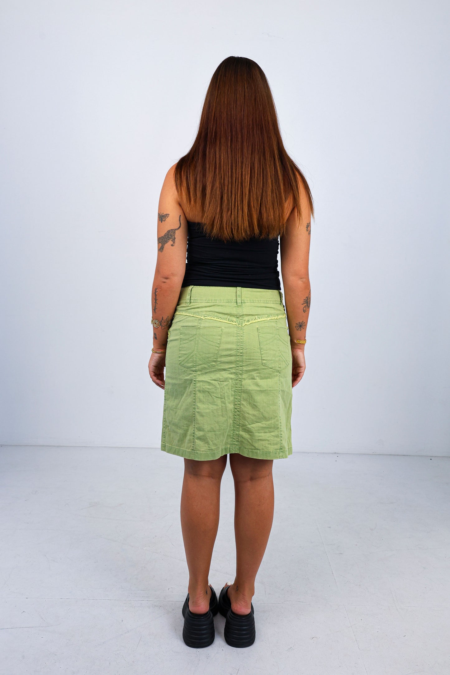 Green Cargo Midi Skirt