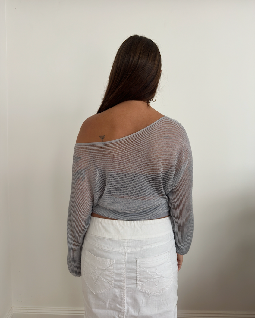 Silver Off Shoulder Top